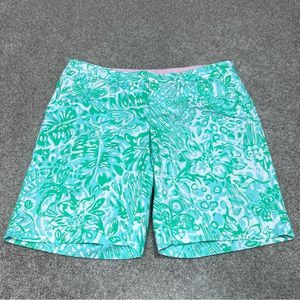 Lilly Pulitzer Women's Green Blue White The Avenue Shorts Size 12